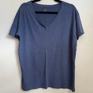 NEW Aerie Sz S V-Neck Tee T-shirt in Blue 100% Cotton Natural Fiber